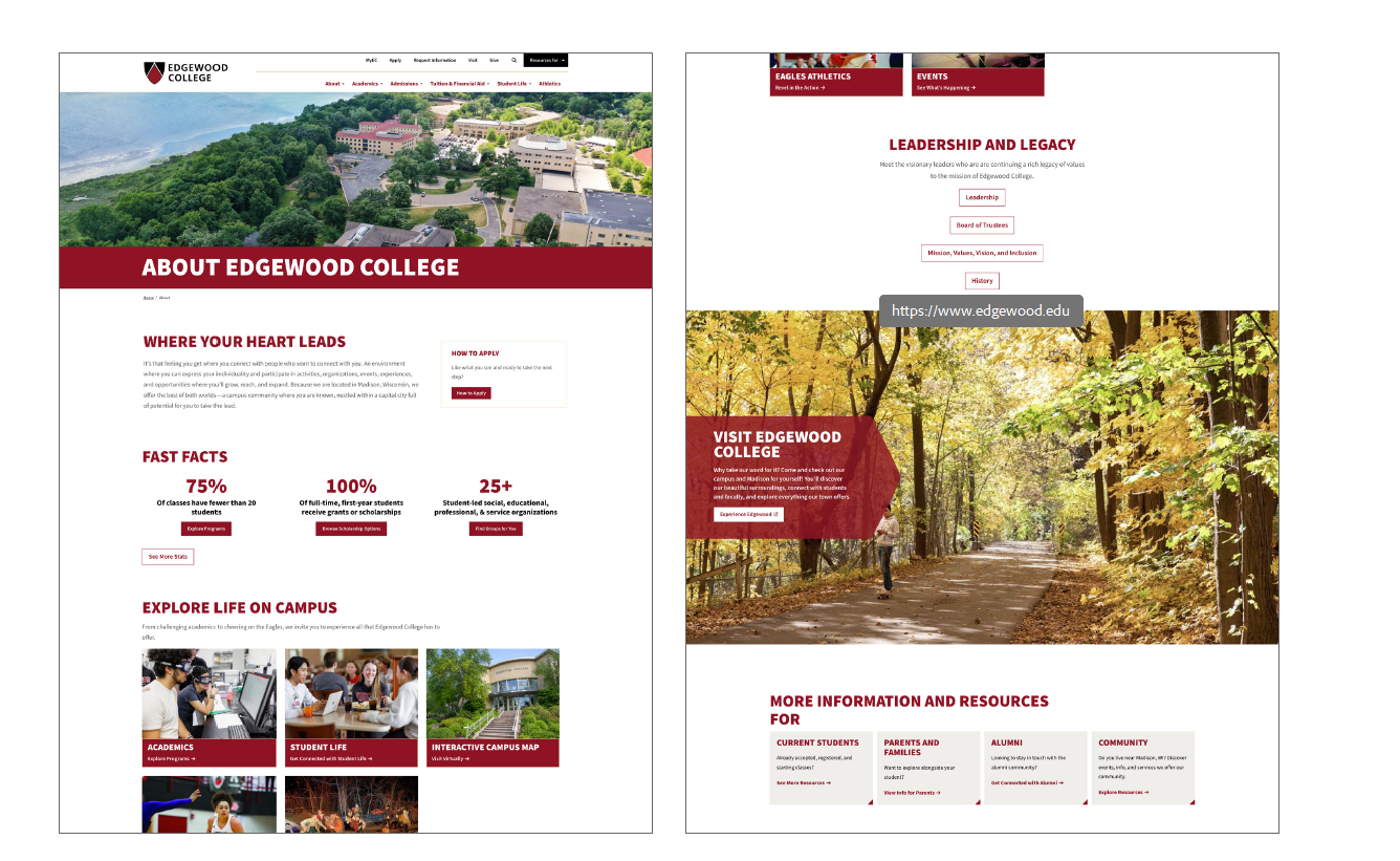 Edgewood College About page screenshot