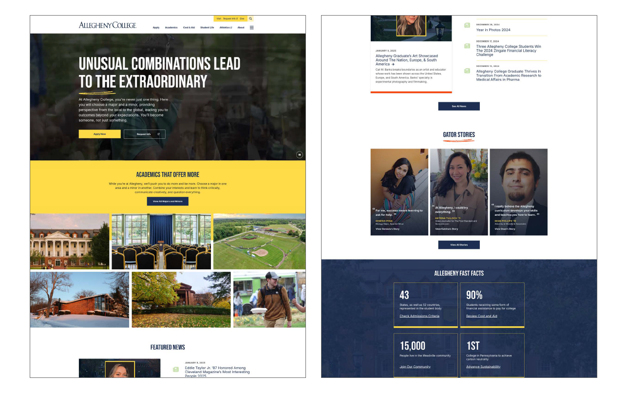 allegheny college homepage screenshot