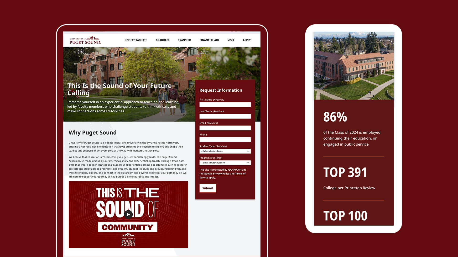 desktop and mobile views of the Puget Sound microsite